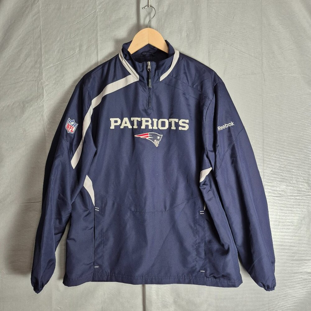 New England Patriots Reebok AFC East Zip Mens Small NFL Pullover Blue - 0533